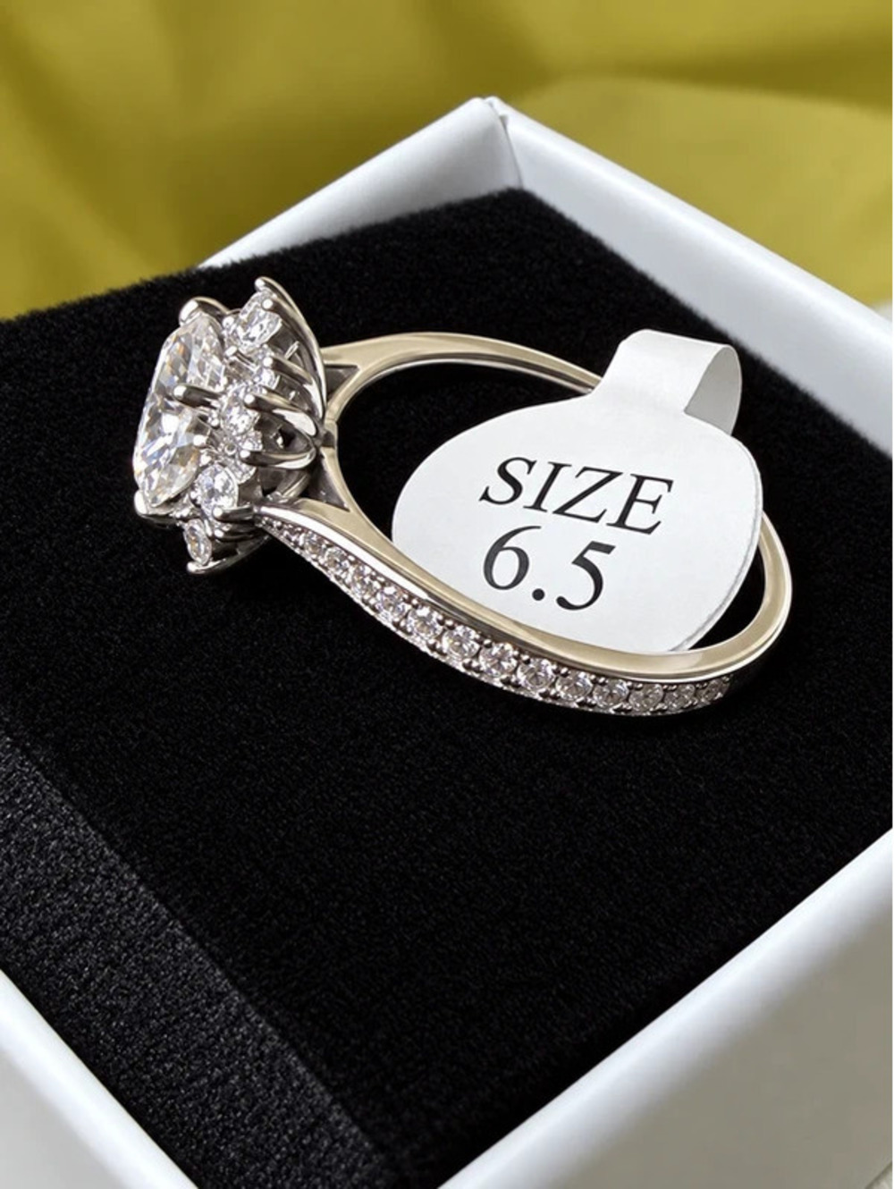 #808 1.5 CT GRA Moissanite Halo Ring Marked 925 Size 6.5